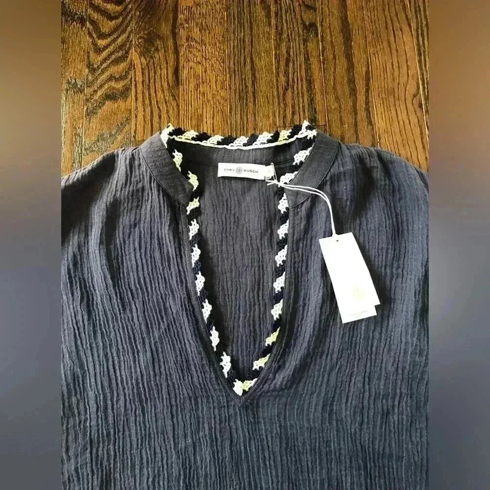 Tory Burch Women’s L Gauze Beach Shirt/Coverup in Tory Navy - NWT!! - Picture 11 of 16